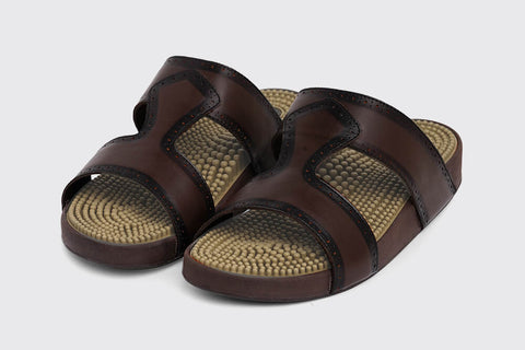 Musashi Leather Reflexology Sandals Mocha